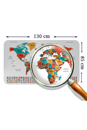 Eğitici - Öğretici Dünya ve Türkiye Haritası Çocuk Odası Duvar Sticker-85x130-3886
