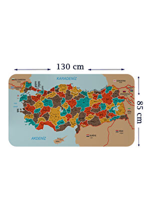 Eğitici - Öğretici Dünya ve Türkiye Haritası Çocuk Odası Duvar Sticker-85x130-3886
