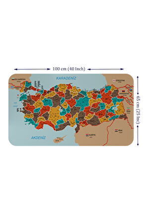 Eğitici - Öğretici Dünya ve Türkiye Haritası Çocuk Odası Duvar Sticker-60x105-3886
