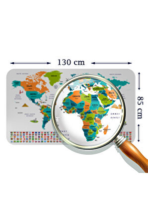 Harita Sepeti Eğitici - Öğretici Dünya ve Türkiye Haritası Çocuk Odası Duvar Sticker-85x130-3887