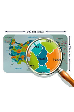 Eğitici Öğretici Dünya ve Türkiye Haritası Çocuk Odası Duvar Sticker-60x105-3887