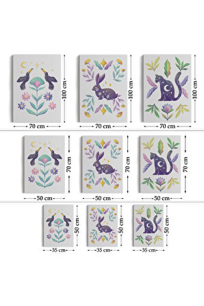 3’lü Tablo Hayvan Temalı Takım Dekoratif Şık ve Modern Duvar Tablo Seti-AŞ-19