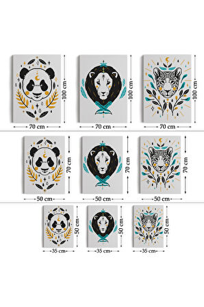 3’lü Tablo Hayvan Temalı Takım Dekoratif Şık ve Modern Duvar Tablo Seti-AU-21