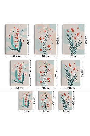 3’lü Tablo Modern Sanat Posterleri Yaz Çiçek Takımu Dekoratif Duvar Tablo Seti-AÜ-22