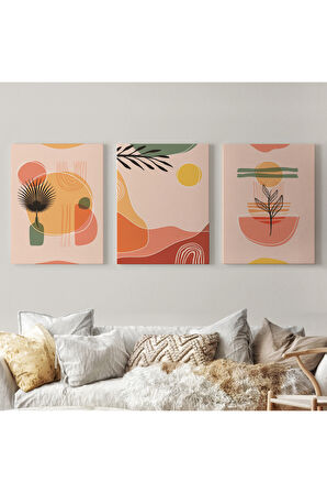3’lü Tablo Modern Minimal Tasarım Takım Dekoratif Şık ve Modern Duvar Tablo Seti-BG-32