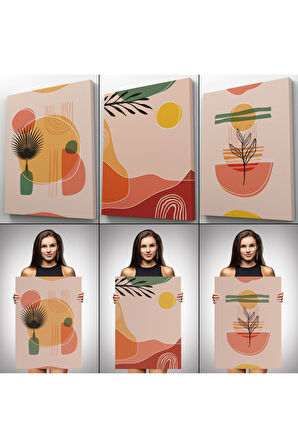 3’lü Tablo Modern Minimal Tasarım Takım Dekoratif Şık ve Modern Duvar Tablo Seti-BG-32