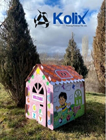 KOLİX Büyük Boy Xxl Karton Boyama Evi Eğitici Ve Öğretici Oyun Evi Oyun Çadırı 