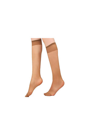 Özge Kadın 20 Den Ince Mat Dayanıklı Elastan Dizaltı Pantolon Çorabı 38 Bronz 4 Çift