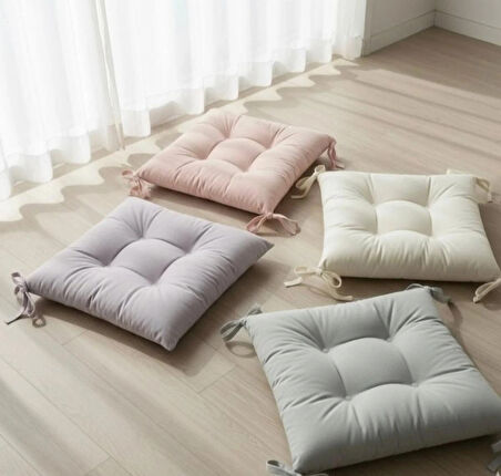 4 Adet Bağcıklı sandalye minderi 