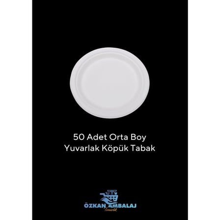 50 Adet Kullan At Orta Boy Yuvarlak Köpük Tabak