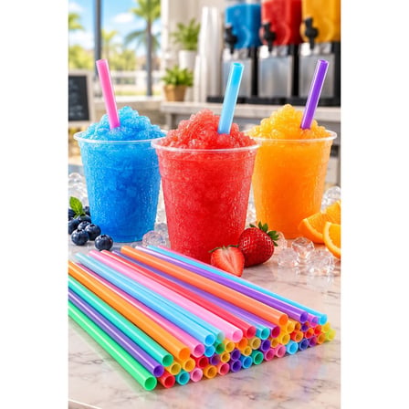 50 Adet Frozen Milkshake Pipeti – Kalın Renkli Içecek Pipeti
