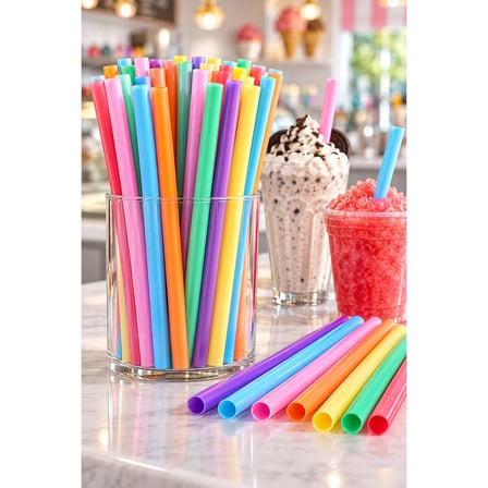 50 Adet Frozen Milkshake Pipeti – Kalın Renkli Içecek Pipeti