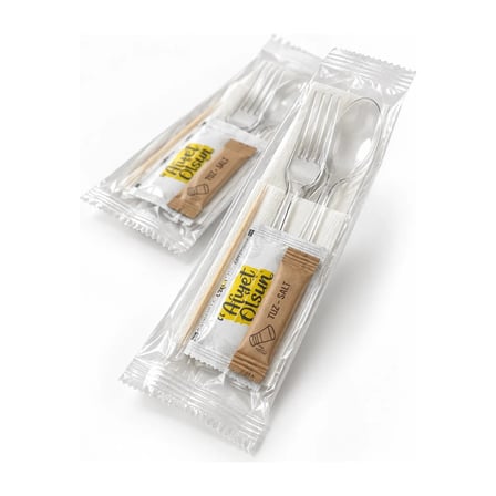 Restoran Servis Seti – Plastik Çatal Kaşık Kürdan Tuz Peçete Islak Mendil