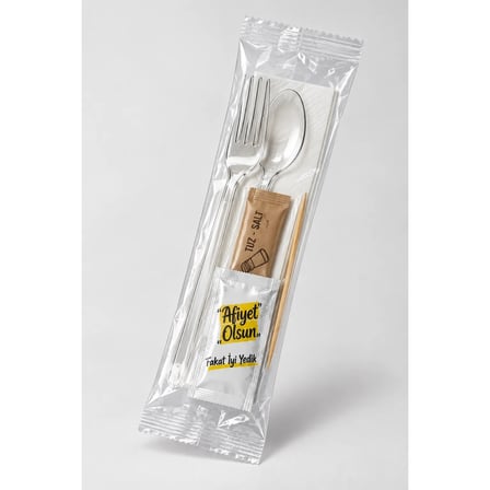 Restoran Servis Seti – Plastik Çatal Kaşık Kürdan Tuz Peçete Islak Mendil