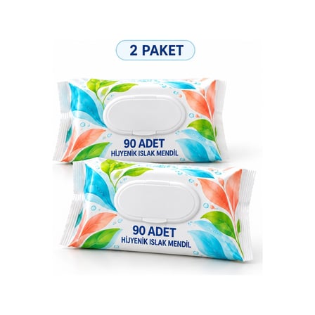 Ferah Kokulu Islak Mendil 2'li Paket – Pratik Plastik Kapaklı Ambalaj