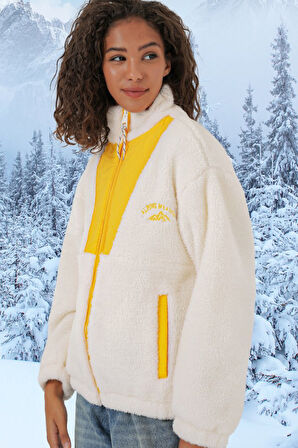 5194 Peluş Mont Ceket - Sarı