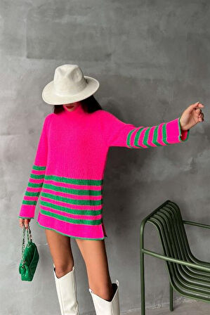 Palgen Çizgili Oversize Kazak 1195-09