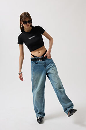 Dikiş Detay Wide Leg Jean