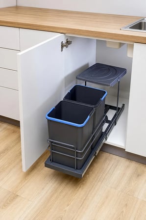 Pyramith Antrasit 12+12 Litre Teleskopik Raylı Çöp Kovası (P-9153)