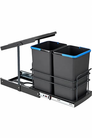 Pyramith Antrasit 12+12 Litre Teleskopik Raylı Çöp Kovası (P-9153)