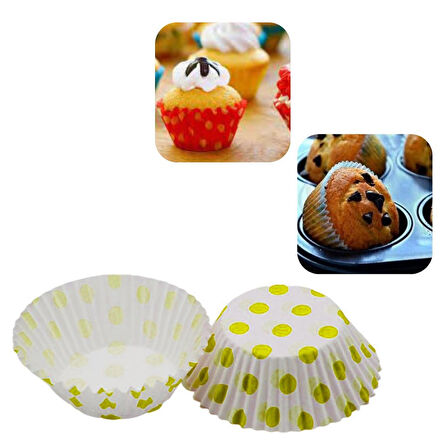 Browni Muffin Kek Kapsülü Puantiyeli 100'lü - Sarı