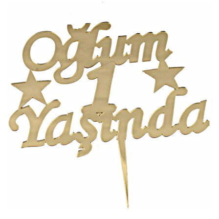 Pasta Üstü Yazısı Oğlum 1 Yaşında - Gold