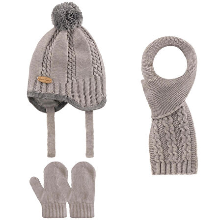 0-18 Ay Erkek Bebek İçin Atkı Bere Eldiven Seti