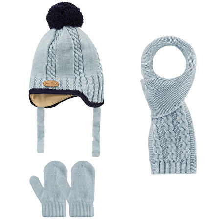 0-18 Ay Erkek Bebek İçin Atkı Bere Eldiven Seti