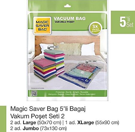 Magic Saver Bag 5’li Vakumlu Poşet Set-2