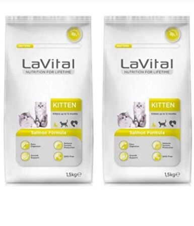 Lavital Somon Balıklı Yavru Kedi Maması 1,5 Kg*2 Adet