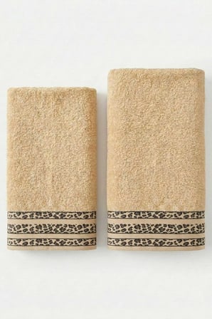2 Parça Banyo Havlu Seti %100 Pamuk 70x140+50x90 Cm Savana Kum Beji