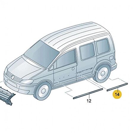 GKL Sağ Arka Kapı Çıtası Siyah Plastik VW Caddy 2011-2015 2K0853536E