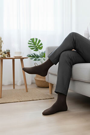 7'li Pamuk Erkek Soket Çorap Seti - Karışık Renkli Düz Çorap