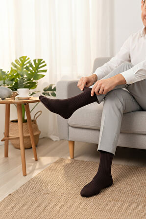 7'li Pamuk Erkek Soket Çorap Seti - Karışık Renkli Düz Çorap