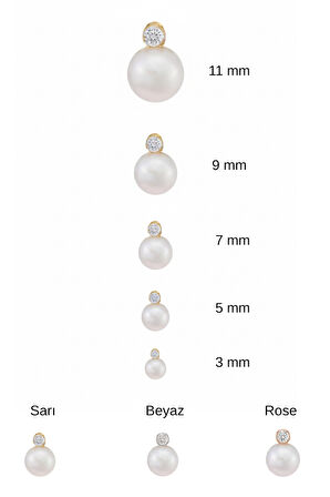 14 Ayar Altın Pırlantalı İnci Küpe