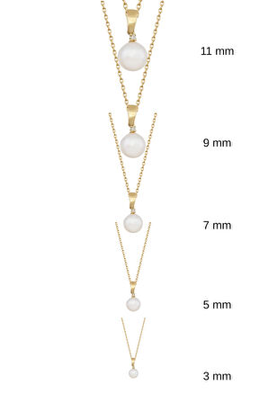 Dört Tırnaklı Pırlantalı (0,08 Karat) Doğal İnci Kolye 11 mm