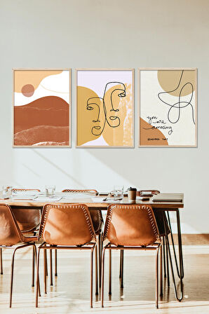 Vetro Design Bohemian Ahşap Çerçeveli Tablo Set (40x50 cm)