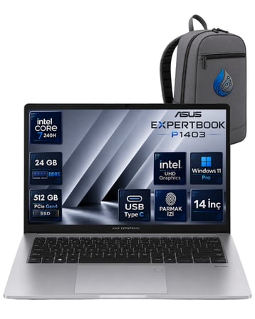 ASUS ExpertBook P1 P1403CVA Intel Core 7-240H 24 GB DDR5 512 GB SSD 14'' Full HD Windows 11 Pro Dizüstü Bilgisayar P1403CVA-C716512G0DRNP09