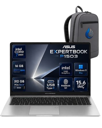 ASUS ExpertBook P1 P1503CVA Intel Core 7-240H 16 GB DDR5 512 GB SSD 15,6'' Full HD Windows 11 Pro Dizüstü Bilgisayar P1503CVA-C716512G0DRNP05