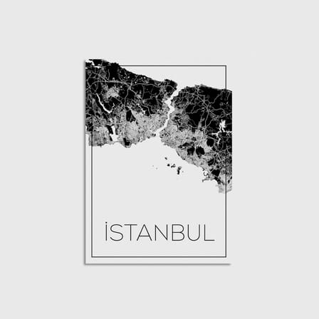 İstanbul Şehir Haritası Çerçevesiz Poster Duvar Dekorasyonu
