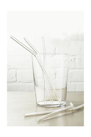 Yıkanabilir Pipet Kamışı 6'lı Set Eğik Uçlu İçecek Çubuğu Sunum Aparatı