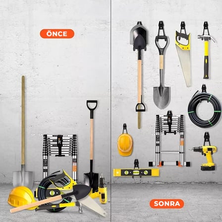 Microcase Çok Amaçlı  PVC Kaplamalı Kaymaz Metal Askılık Ağır Yük Askısı Depo Garaj Bahçe - AL5914 3 ADET