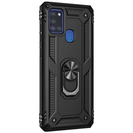Samsung Galaxy A21S (A217F) Yüzüklü Tank Kılıf Siyah
