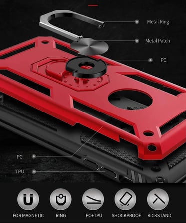 Samsung Galaxy A70 (A705F) Yüzüklü Tank Kılıf Bordo