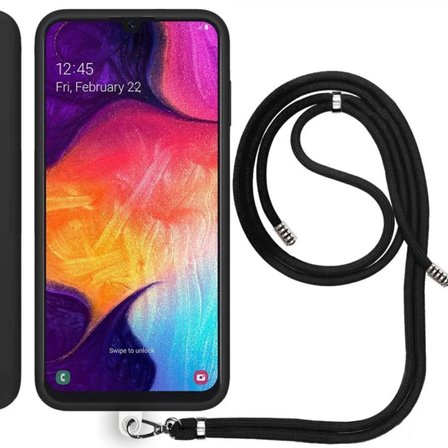 Samsung Galaxy A50S (A507F) İp Askılı Silikon Kılıf Siyah
