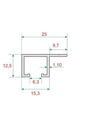 Tek Kanallı Yan Çıtalı Alüminyum Perde Rayı (25mm) Tekli Korniş