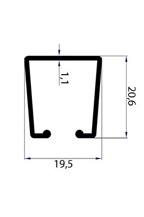 Rustik Perde Askısı İçin Alüminyum Ray (19mm) Tekli Korniş