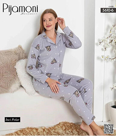 Pijamoni İNCİ POLAR BOY DÜĞMELİ TAKIM