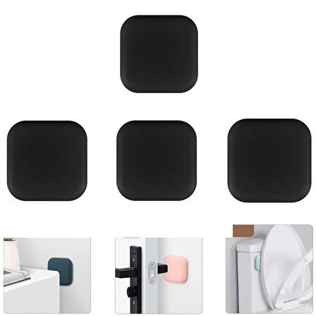 Microcase Darbe Önleyici Yapışkanlı Silikon Kapı Kolu Stoperi Tamponu Kare Tasarım - GRİ AL5004 4 Adet