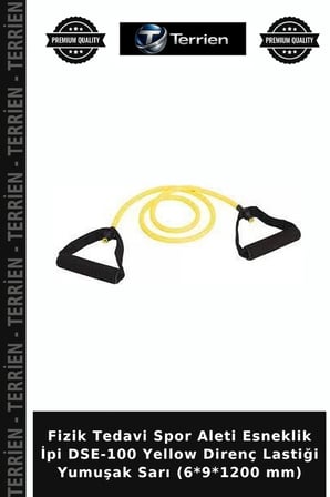 Fizik Tedavi Spor Aleti Esneklik İpi DSE-100 Yellow Direnç Lastiği Yumuşak Sarı (6*9*1200 mm)